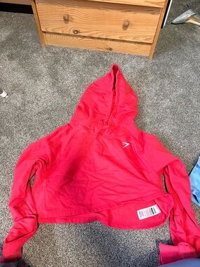 Women’s red crop Hooded Pullover Sweatshirt